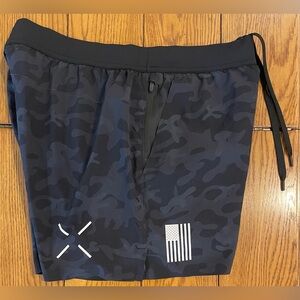 Ten thousand Flag Edition Interval Shorts, lined black camo,large, 5 inch inseam